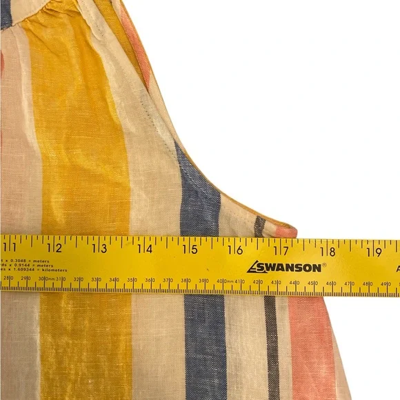 Coastal Grandmillennial Linen Stripe Dress XS Preppy Resort Effortless Summer - Picture 10 of 12